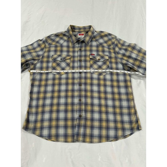 Wrangler Mens Plaid Western Snap Long Sleeve Shirt Size 2XL - Picture 8 of 12